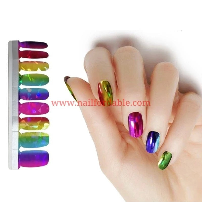 Multicolor chrome | Nail Wraps | Nail Stickers | Nail Strips | Gel Nails | Nail Polish Wraps - Nailfordable