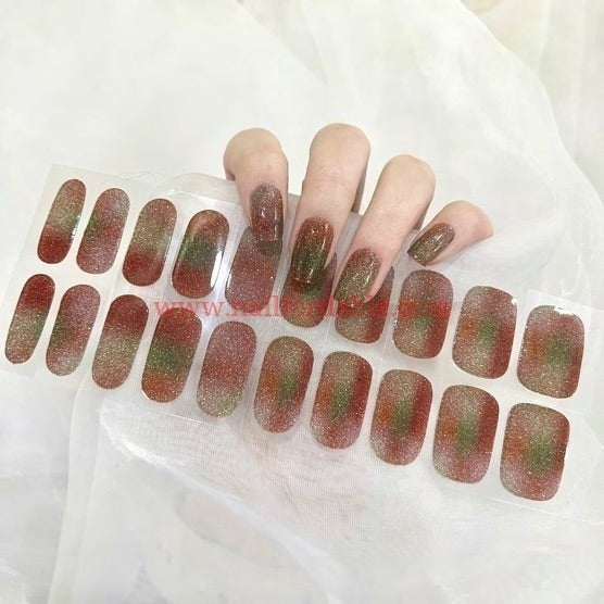 Green flare- Cured Gel Wraps Air Dry/Non UV | Nail Wraps | Nail Stickers | Nail Strips | Gel Nails | Nail Polish Wraps - Nailfordable