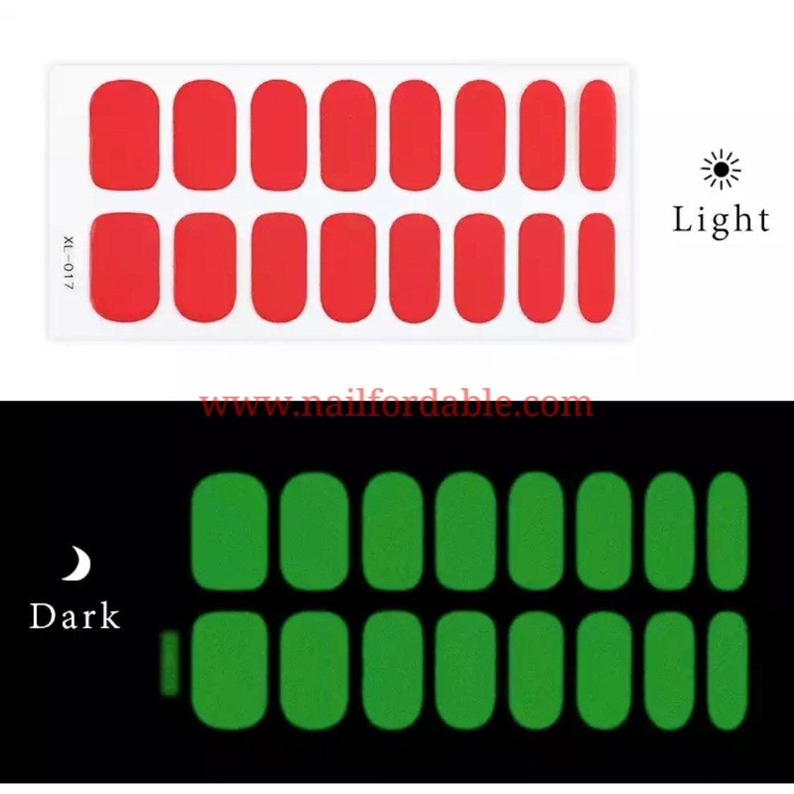 Red Luminous | Nail Wraps | Nail Stickers | Nail Strips | Gel Nails | Nail Polish Wraps - Nailfordable