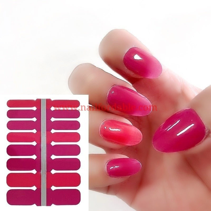 Magenta and red Crystal Wraps | Nail Wraps | Nail Stickers | Nail Strips | Gel Nails | Nail Polish Wraps - Nailfordable