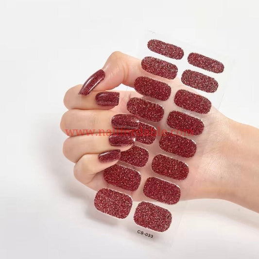 Burgundy glitter | Nail Wraps | Nail Stickers | Nail Strips | Gel Nails | Nail Polish Wraps - Nailfordable