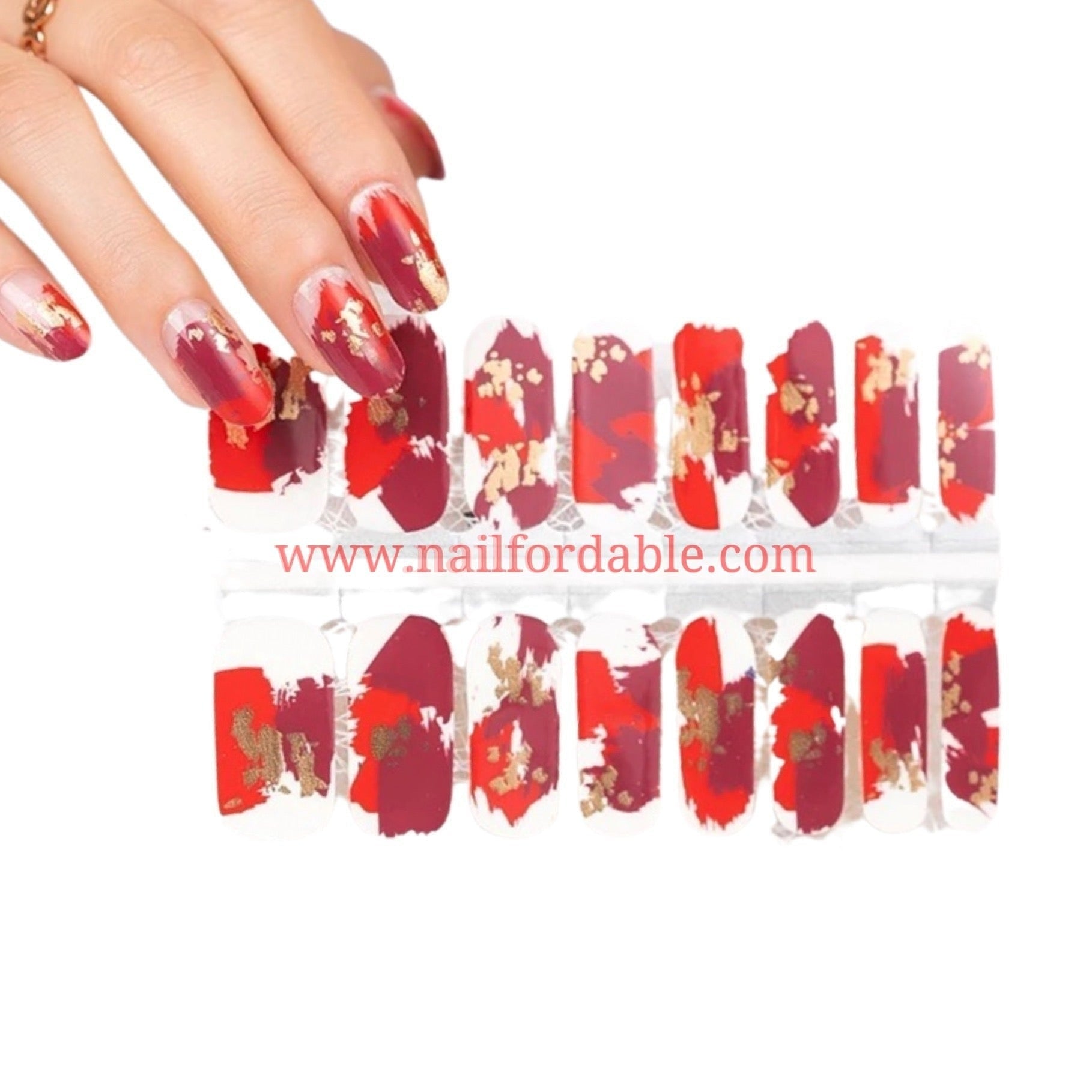 Red Abstract | Nail Wraps | Nail Stickers | Nail Strips | Gel Nails | Nail Polish Wraps - Nailfordable
