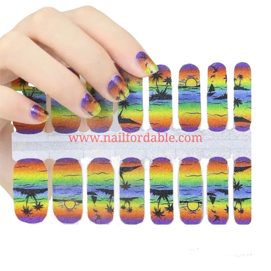 Glitter Island Nail Wraps | Semi Cured Gel Wraps | Gel Nail Wraps |Nail Polish | Nail Stickers
