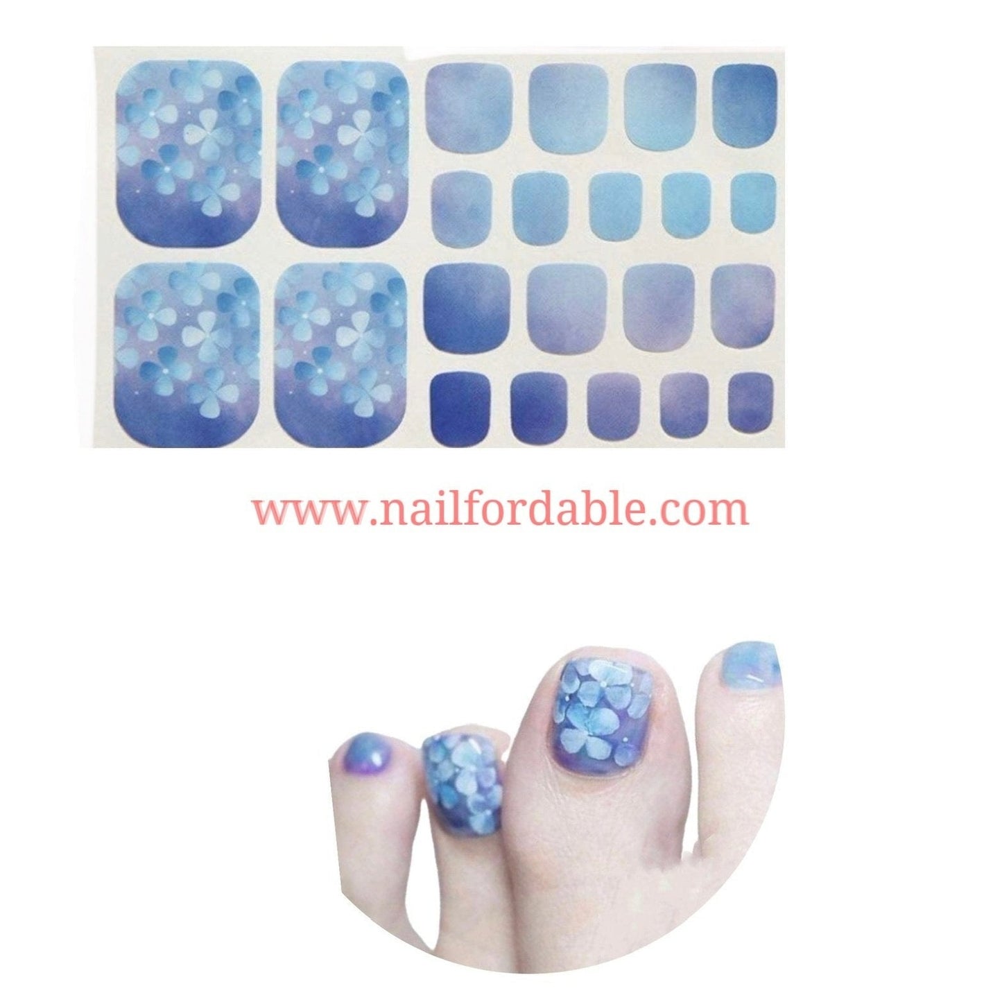 Blue flowers | Nail Wraps | Nail Stickers | Nail Strips | Gel Nails | Nail Polish Wraps - Nailfordable