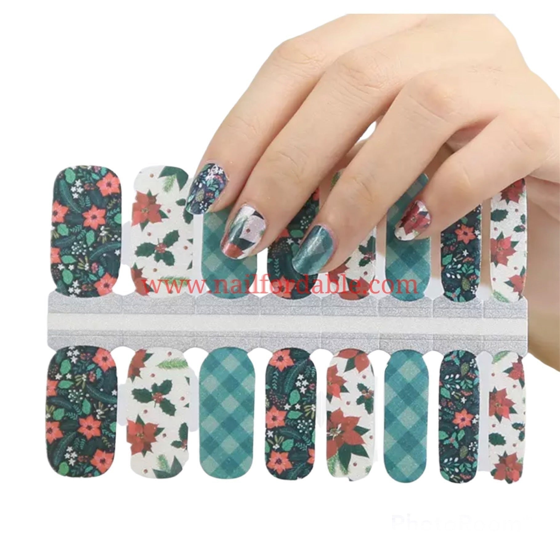 Poinsettias | Nail Wraps | Nail Stickers | Nail Strips | Gel Nails | Nail Polish Wraps - Nailfordable
