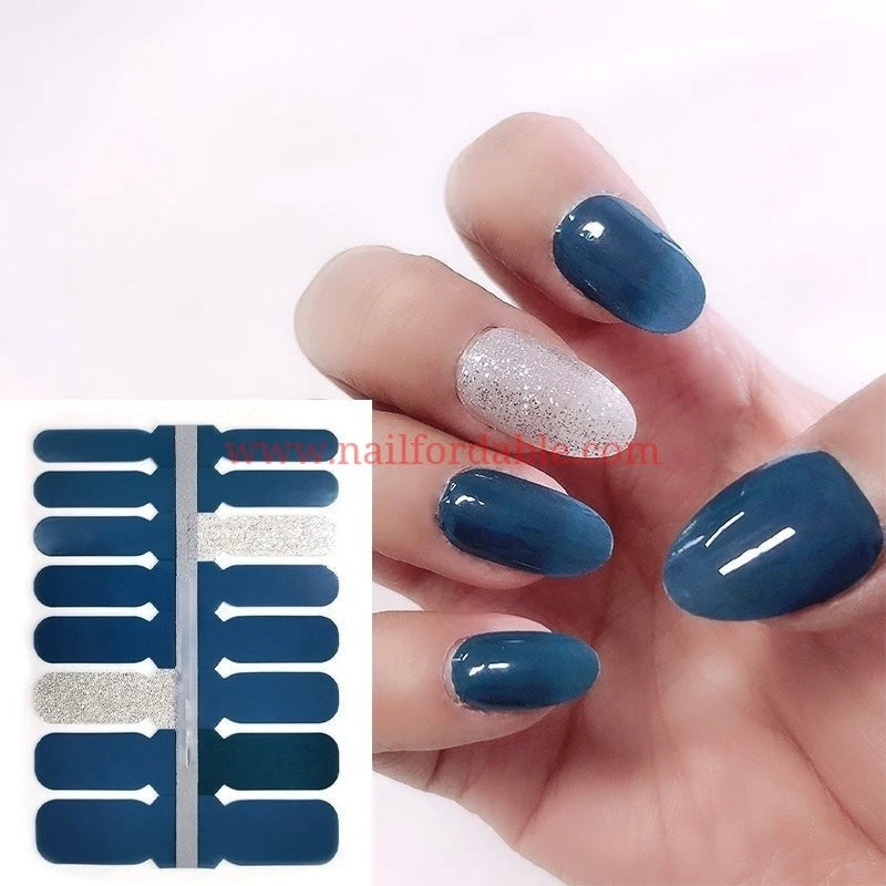 Green and white glitter Crystal Wraps | Nail Wraps | Nail Stickers | Nail Strips | Gel Nails | Nail Polish Wraps - Nailfordable