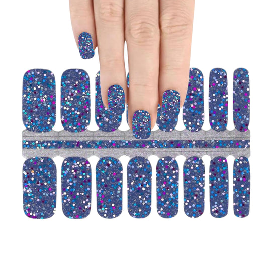 Sparkles on Blue | Nail Wraps | Nail Stickers | Nail Strips | Gel Nails | Nail Polish Wraps - Nailfordable