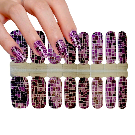 Purple Blocks | Nail Wraps | Nail Stickers | Nail Strips | Gel Nails | Nail Polish Wraps - Nailfordable