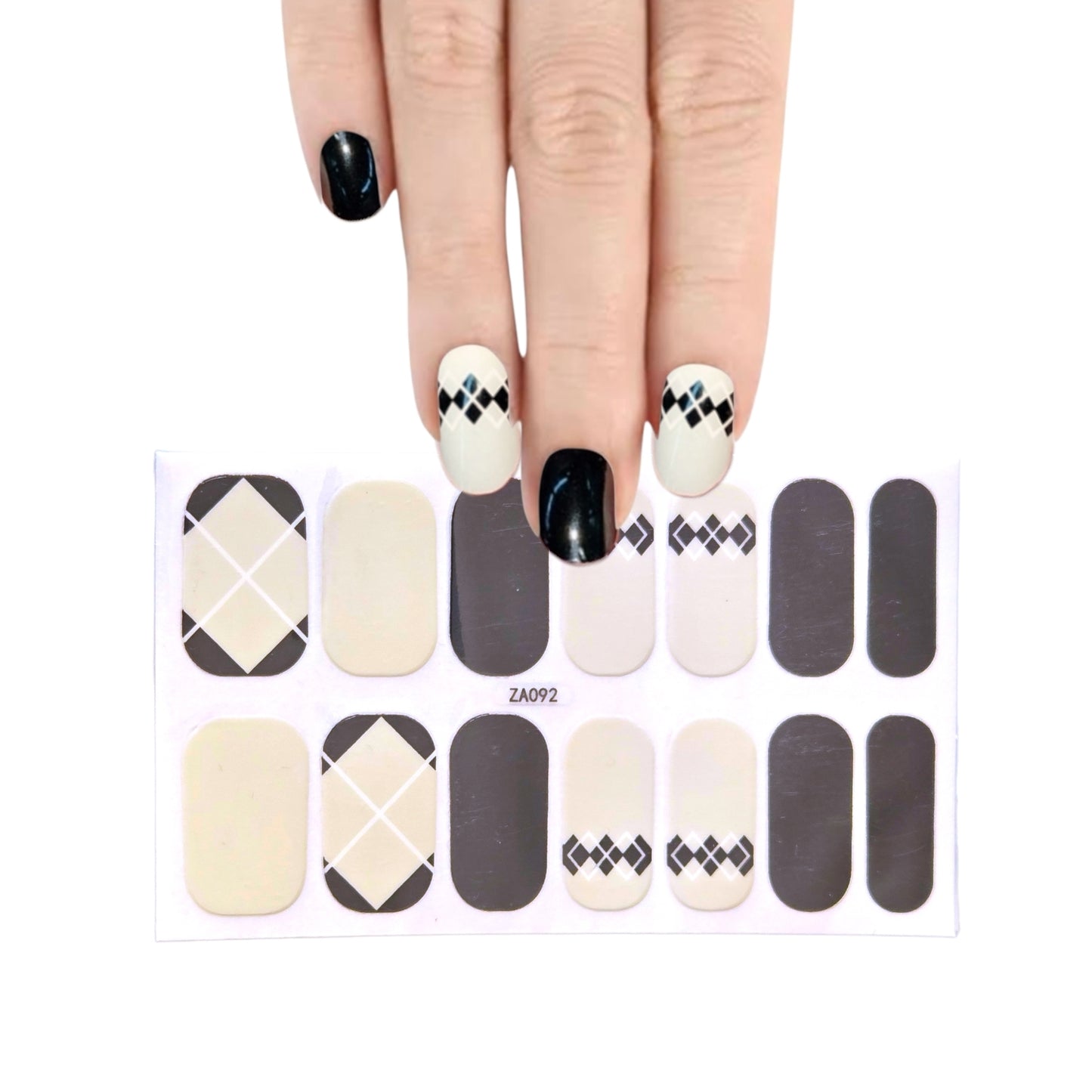 Black Rhombuses | Nail Wraps | Nail Stickers | Nail Strips | Gel Nails | Nail Polish Wraps - Nailfordable
