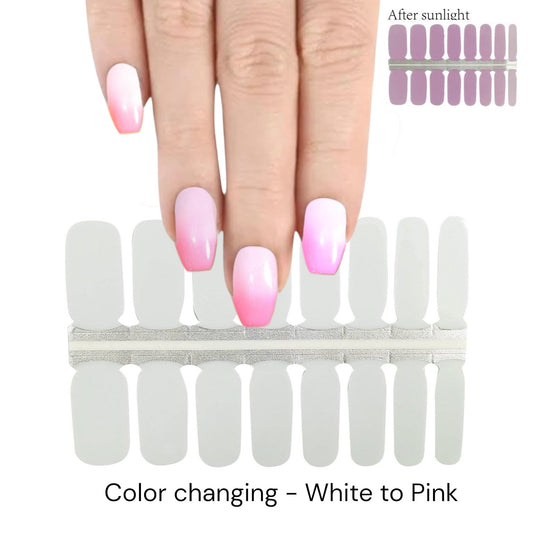 Color changing - White to Pink | Nail Wraps | Nail Stickers | Nail Strips | Gel Nails | Nail Polish Wraps - Nailfordable