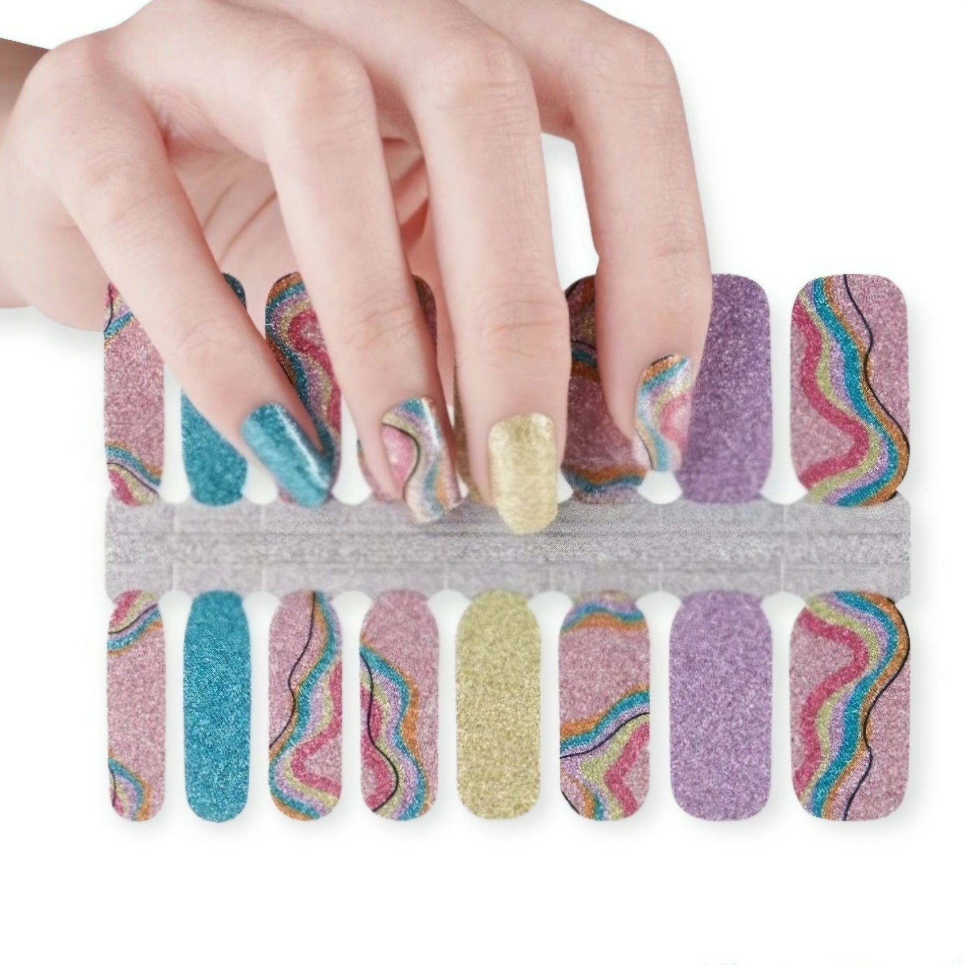 Swirling Rainbow | Nail Wraps | Nail Stickers | Nail Strips | Gel Nails | Nail Polish Wraps - Nailfordable