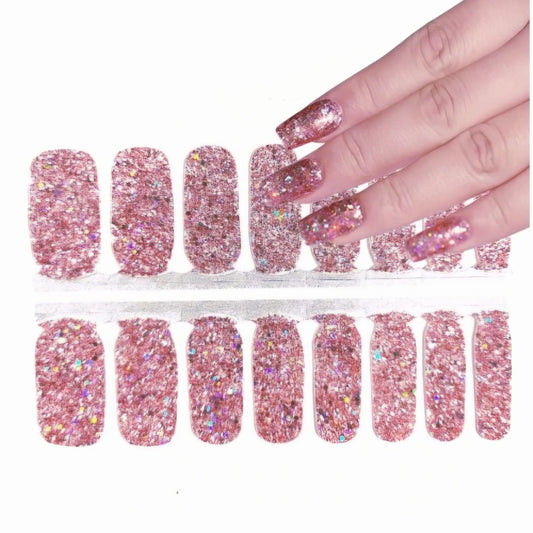 Sparkling pink | Nail Wraps | Nail Stickers | Nail Strips | Gel Nails | Nail Polish Wraps - Nailfordable