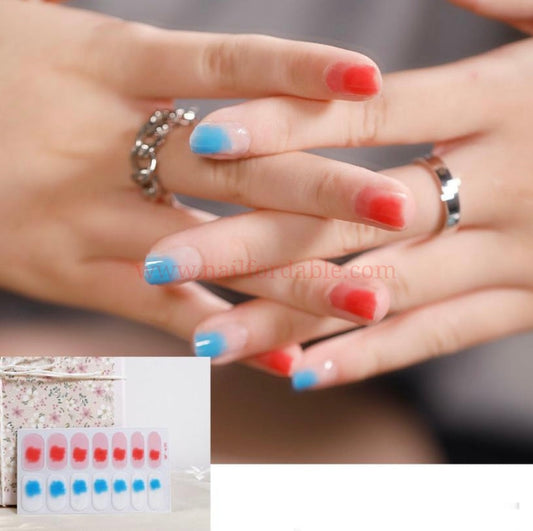 Red or Blue | Nail Wraps | Nail Stickers | Nail Strips | Gel Nails | Nail Polish Wraps - Nailfordable