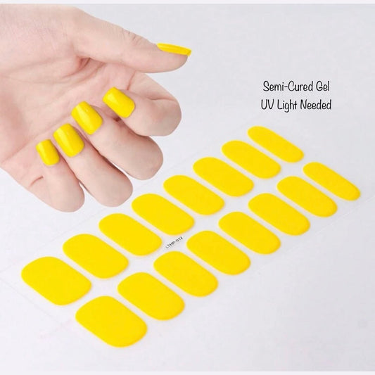 Yellow - Semi-Cured Gel Wraps UV | Nail Wraps | Nail Stickers | Nail Strips | Gel Nails | Nail Polish Wraps - Nailfordable