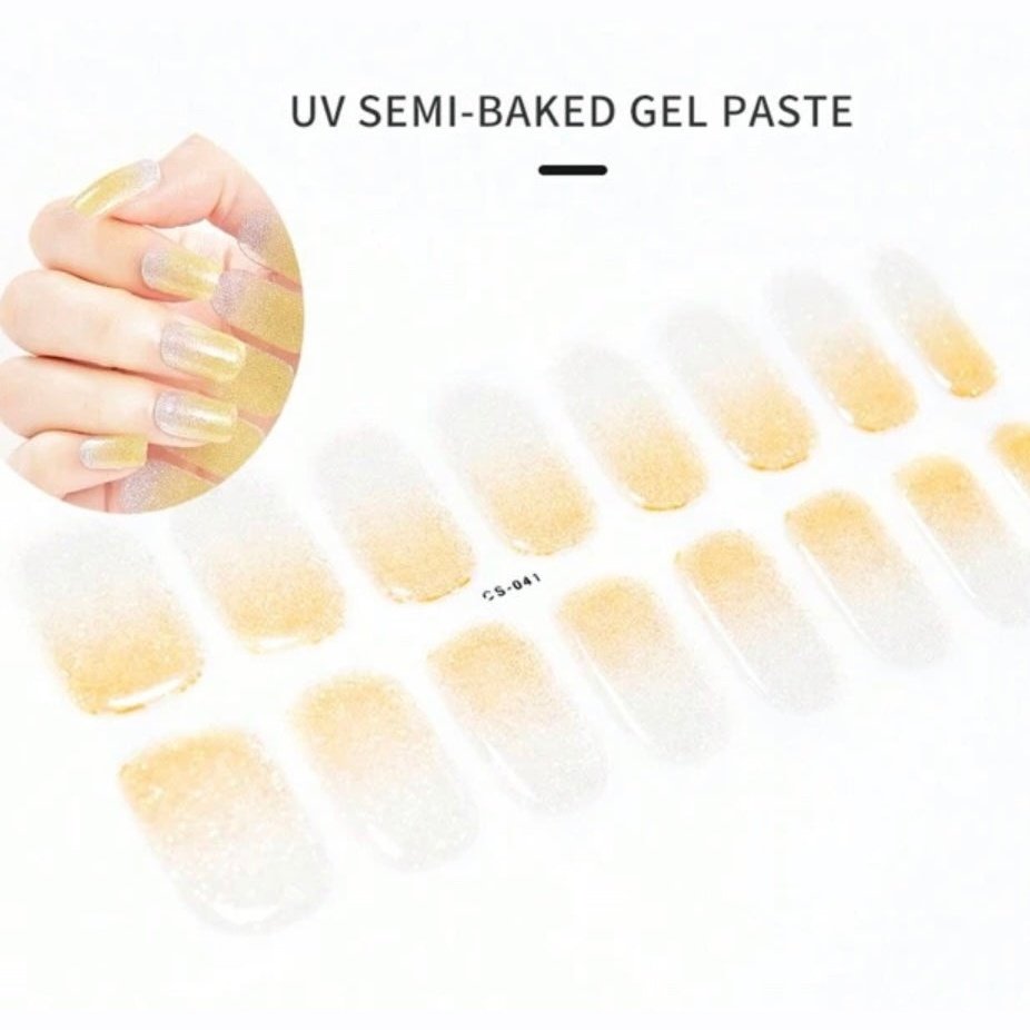 Gold -Silver gradient -Semi-Cured Gel Wraps UV | Nail Wraps | Nail Stickers | Nail Strips | Gel Nails | Nail Polish Wraps - Nailfordable