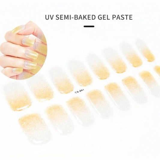 Gold -Silver gradient -Semi-Cured Gel Wraps UV | Nail Wraps | Nail Stickers | Nail Strips | Gel Nails | Nail Polish Wraps - Nailfordable
