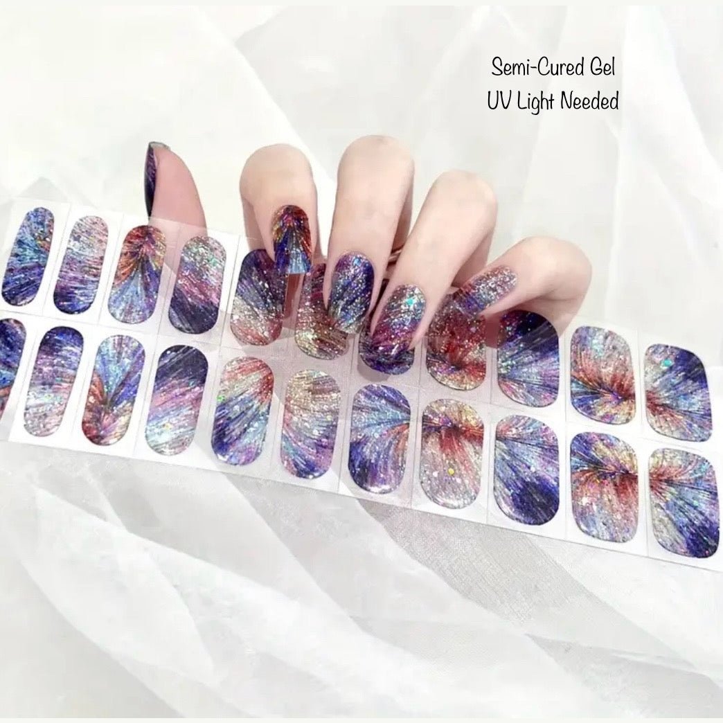 Coloful Fireworks - Semi-Cured Gel Wraps UV r | Nail Wraps | Nail Stickers | Nail Strips | Gel Nails | Nail Polish Wraps - Nailfordable