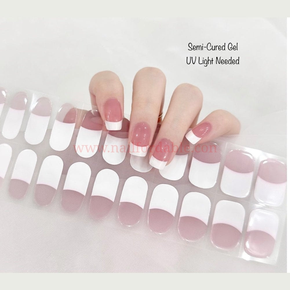 White smoke french tips | Nail Wraps | Nail Stickers | Nail Strips | Gel Nails | Nail Polish Wraps - Nailfordable