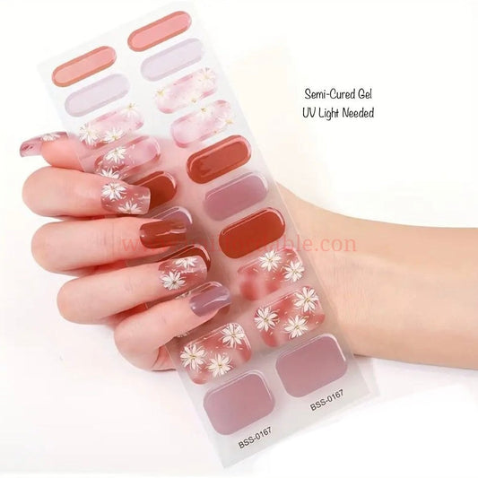 White Flowers - Semi-Cured Gel Wraps UV | Nail Wraps | Nail Stickers | Nail Strips | Gel Nails | Nail Polish Wraps - Nailfordable
