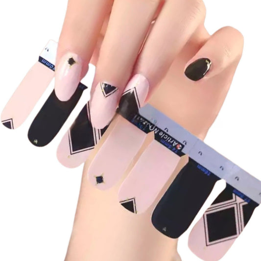 Black Rhombus | Nail Wraps | Nail Stickers | Nail Strips | Gel Nails | Nail Polish Wraps - Nailfordable