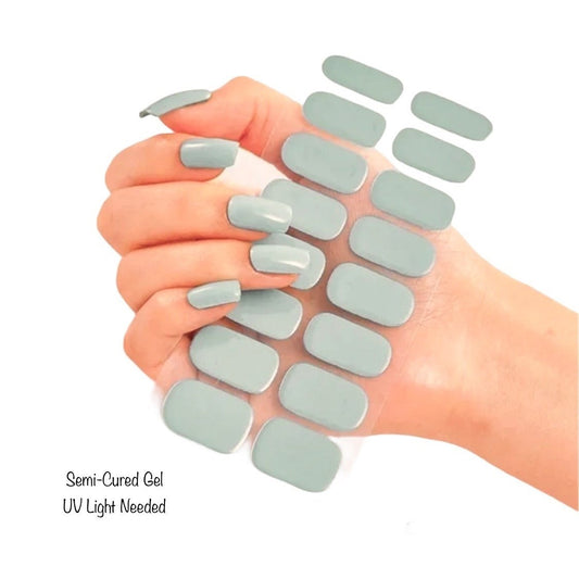 Mint Green- Semi-Cured Gel Wraps UV | Nail Wraps | Nail Stickers | Nail Strips | Gel Nails | Nail Polish Wraps - Nailfordable