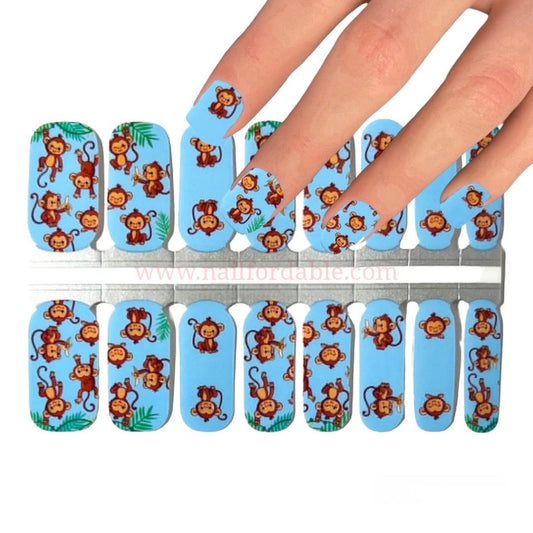 Little Monkeys | Nail Wraps | Nail Stickers | Nail Strips | Gel Nails | Nail Polish Wraps - Nailfordable