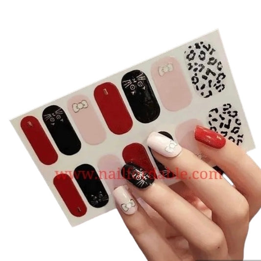Hidden Kitty | Nail Wraps | Nail Stickers | Nail Strips | Gel Nails | Nail Polish Wraps - Nailfordable