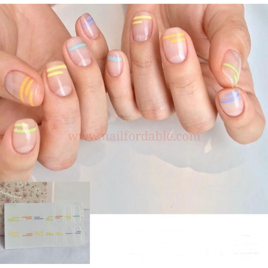 Pastel lines | Nail Wraps | Nail Stickers | Nail Strips | Gel Nails | Nail Polish Wraps - Nailfordable