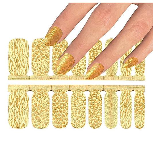 Gold Safari overlay | Nail Wraps | Nail Stickers | Nail Strips | Gel Nails | Nail Polish Wraps - Nailfordable
