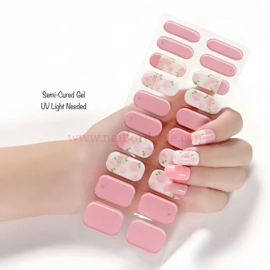 Pink Roses- Semi-Cured Gel Wraps UV | Nail Wraps | Nail Stickers | Nail Strips | Gel Nails | Nail Polish Wraps - Nailfordable