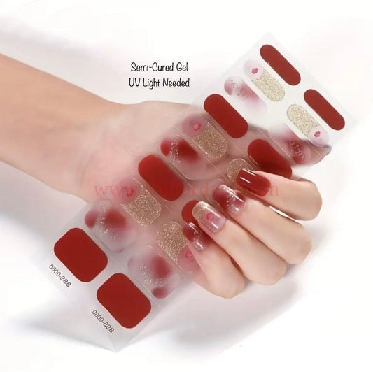 Red Wind - Semi-Cured Gel Wraps UV | Nail Wraps | Nail Stickers | Nail Strips | Gel Nails | Nail Polish Wraps - Nailfordable