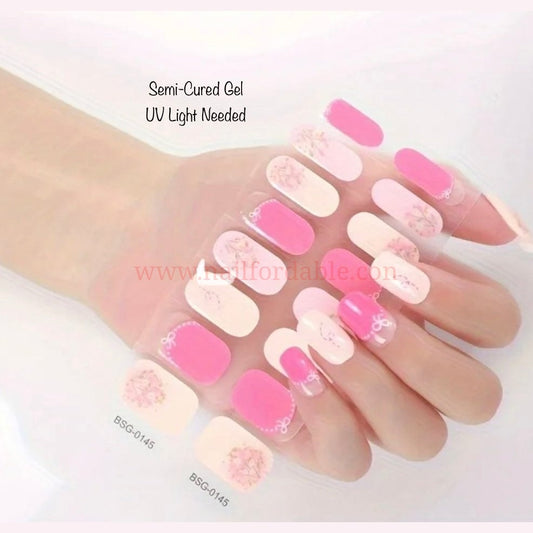 Pink Bouquet - Semi-Cured Gel Wraps UV | Nail Wraps | Nail Stickers | Nail Strips | Gel Nails | Nail Polish Wraps - Nailfordable