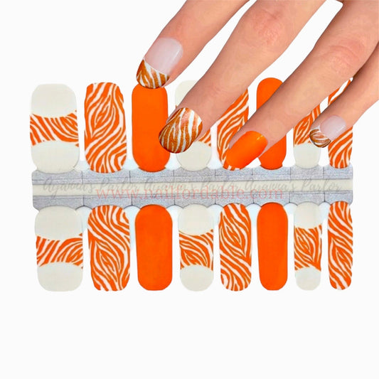 Orange Zebra - French tips | Nail Wraps | Nail Stickers | Nail Strips | Gel Nails | Nail Polish Wraps - Nailfordable