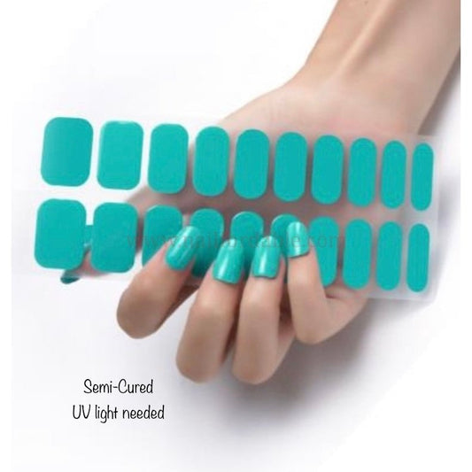 Aqua Green- Semi-Cured Gel Wraps UV | Nail Wraps | Nail Stickers | Nail Strips | Gel Nails | Nail Polish Wraps - Nailfordable