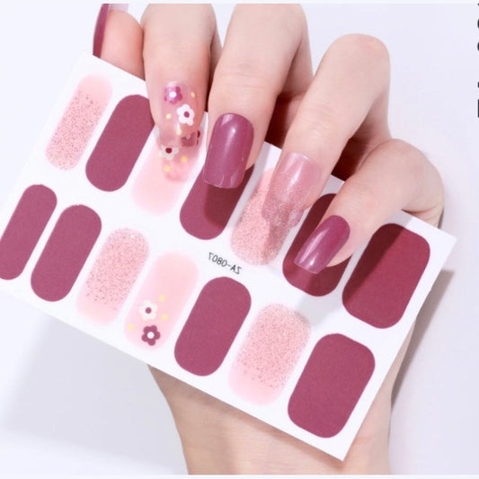 Flower on Pink | Nail Wraps | Nail Stickers | Nail Strips | Gel Nails | Nail Polish Wraps - Nailfordable