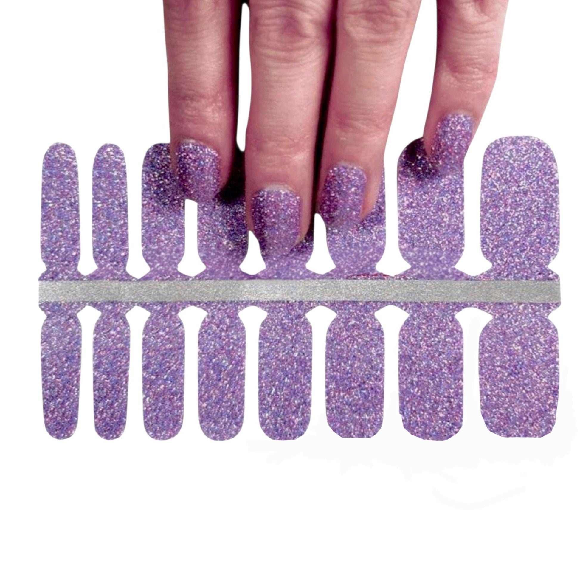 Lilac Glitter | Nail Wraps | Nail Stickers | Nail Strips | Gel Nails | Nail Polish Wraps - Nailfordable