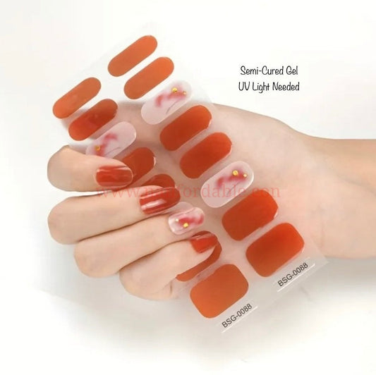 Red shade- Semi-Cured Gel Wraps UV | Nail Wraps | Nail Stickers | Nail Strips | Gel Nails | Nail Polish Wraps - Nailfordable