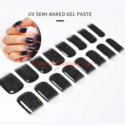 Black Gradient- Semi-Cured Gel Wraps UV | Nail Wraps | Nail Stickers | Nail Strips | Gel Nails | Nail Polish Wraps - Nailfordable