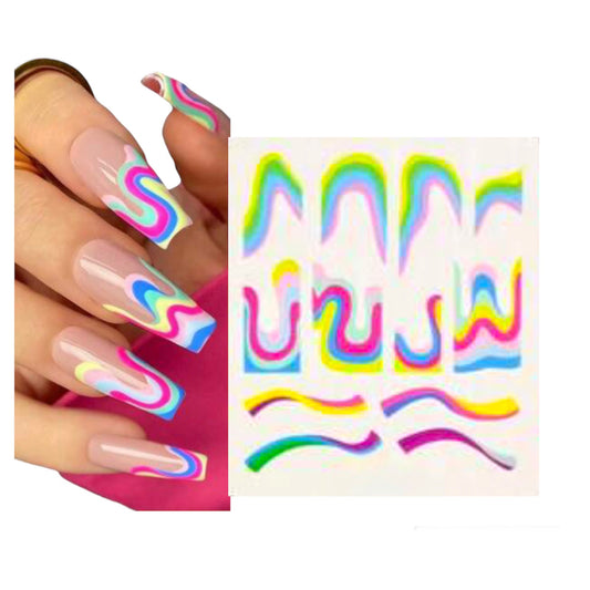 Wavy water decal | Nail Wraps | Nail Stickers | Nail Strips | Gel Nails | Nail Polish Wraps - Nailfordable