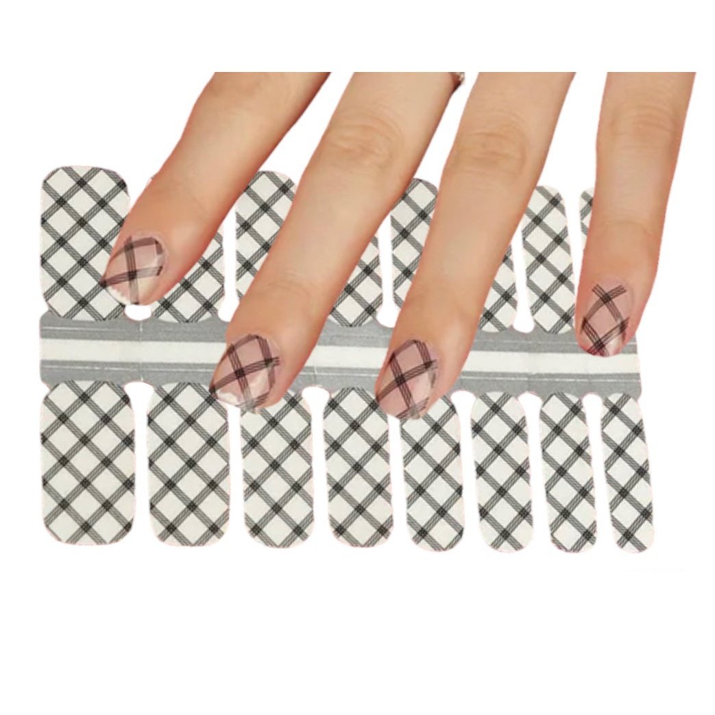 Black Grid overlay | Nail Wraps | Nail Stickers | Nail Strips | Gel Nails | Nail Polish Wraps - Nailfordable