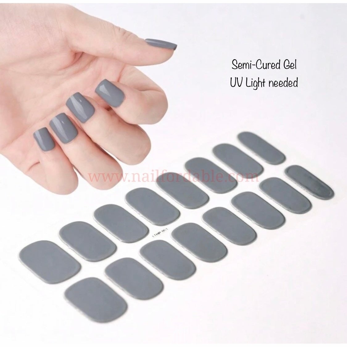 Gray- Semi-Cured Gel Wraps UV | Nail Wraps | Nail Stickers | Nail Strips | Gel Nails | Nail Polish Wraps - Nailfordable