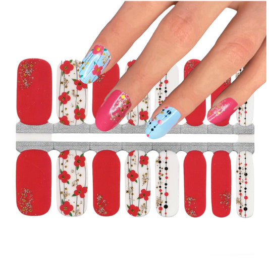Flowers for Christmas | Nail Wraps | Nail Stickers | Nail Strips | Gel Nails | Nail Polish Wraps - Nailfordable