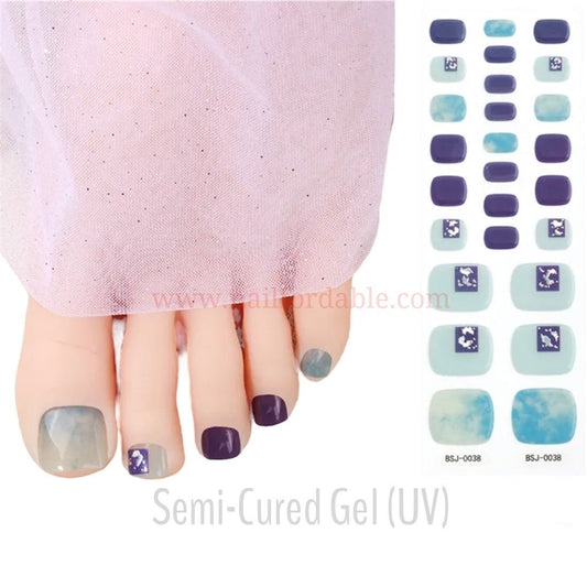Blue painting- Semi-Cured Gel Wraps UV | Nail Wraps | Nail Stickers | Nail Strips | Gel Nails | Nail Polish Wraps - Nailfordable