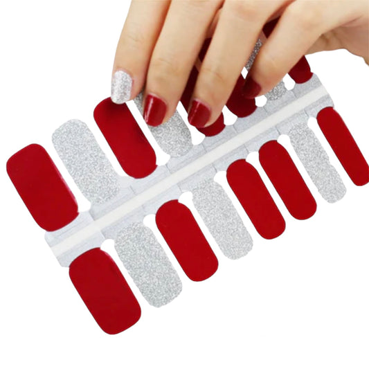 Burgundy and Silver | Nail Wraps | Nail Stickers | Nail Strips | Gel Nails | Nail Polish Wraps - Nailfordable