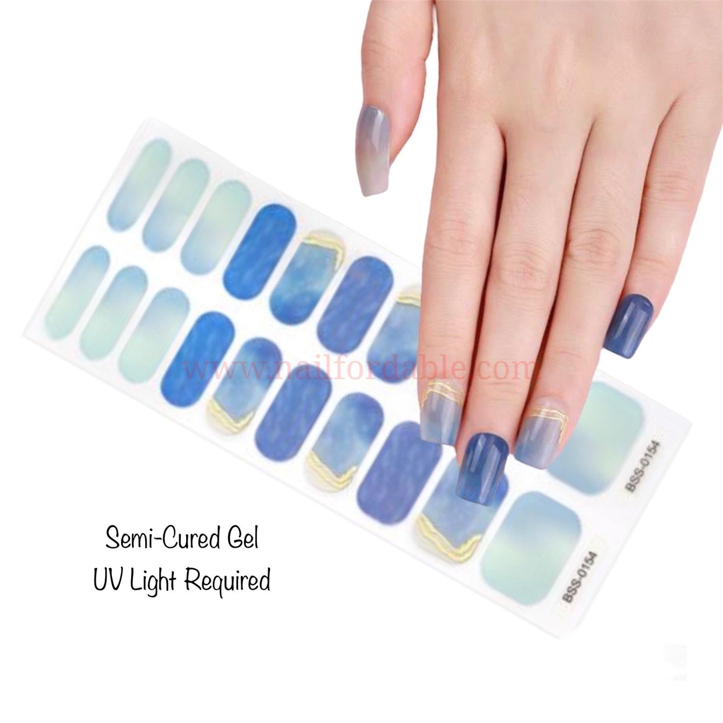 Elegant on blue | Nail Wraps | Nail Stickers | Nail Strips | Gel Nails | Nail Polish Wraps - Nailfordable