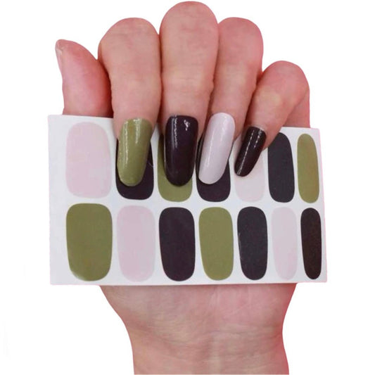 Brown, green and pink | Nail Wraps | Nail Stickers | Nail Strips | Gel Nails | Nail Polish Wraps - Nailfordable
