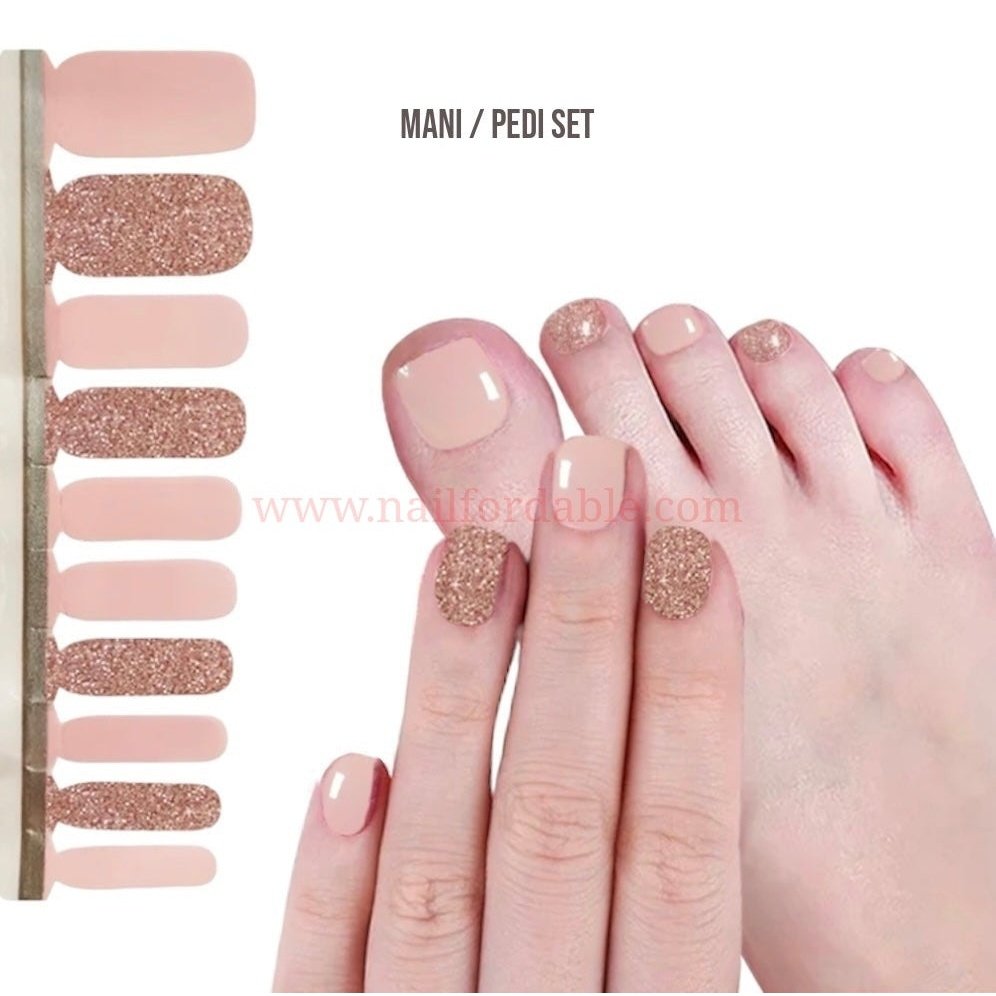 Pink - Rose Gold | Nail Wraps | Nail Stickers | Nail Strips | Gel Nails | Nail Polish Wraps - Nailfordable