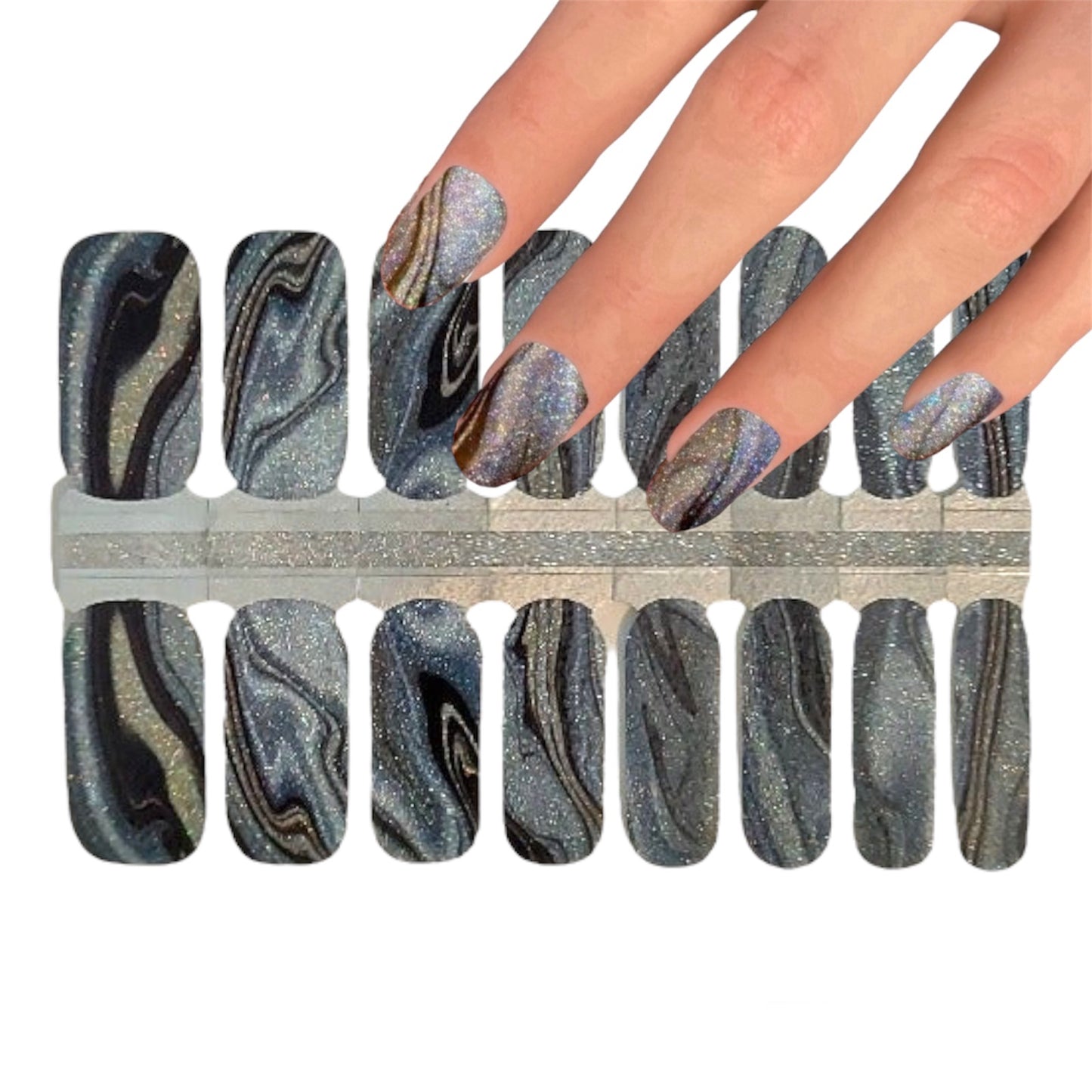 Metallic Waves | Nail Wraps | Nail Stickers | Nail Strips | Gel Nails | Nail Polish Wraps - Nailfordable