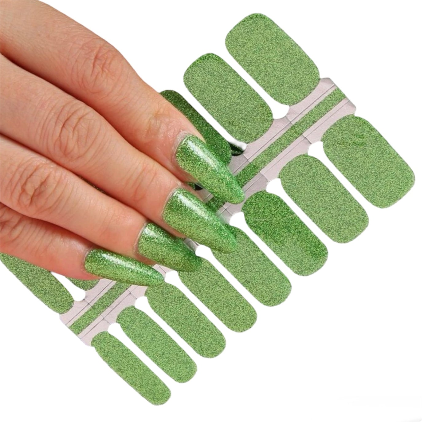 Lime Green glitter | Nail Wraps | Nail Stickers | Nail Strips | Gel Nails | Nail Polish Wraps - Nailfordable