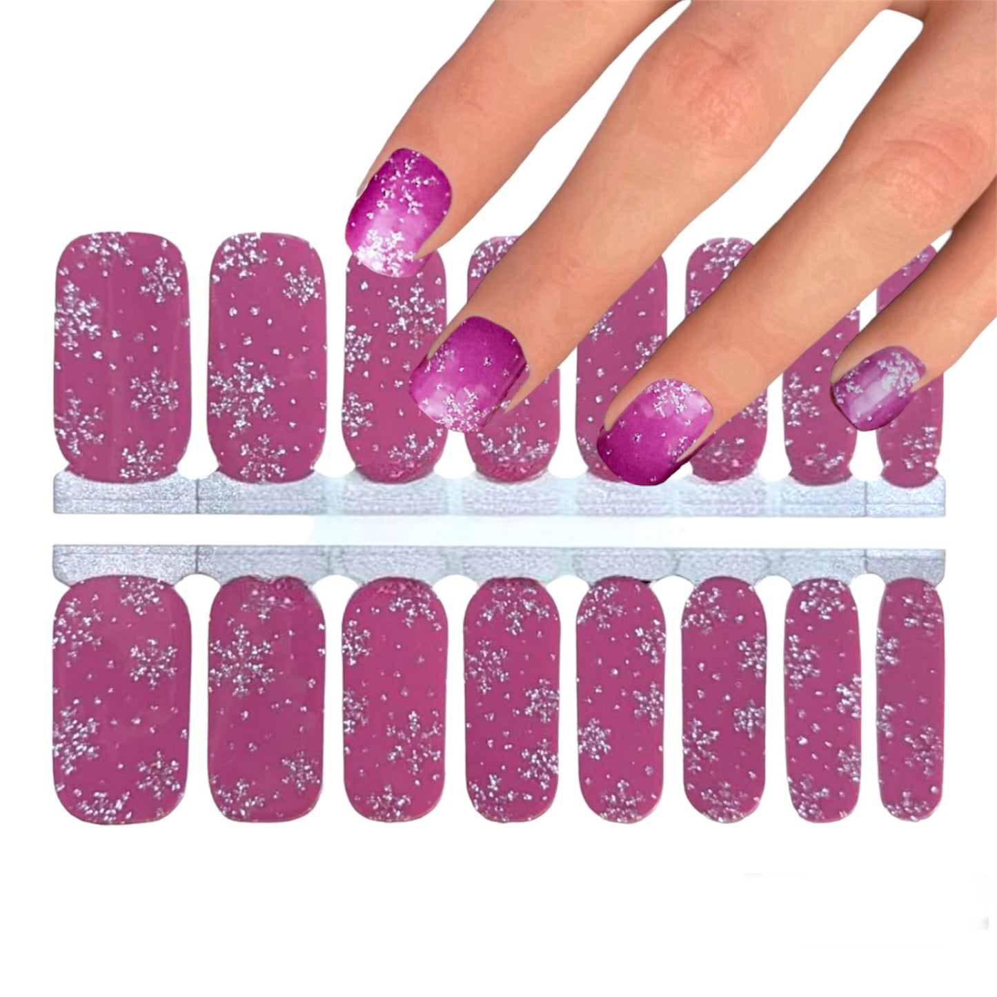 Snowflakes on Pink | Nail Wraps | Nail Stickers | Nail Strips | Gel Nails | Nail Polish Wraps - Nailfordable